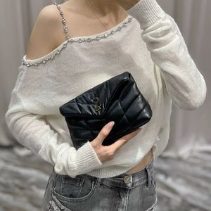 Bolsa de mão designer de moda loulou puffer marca saco de pele de cordeiro carteira envelope mini diagonal listra luxo bolsa feminina