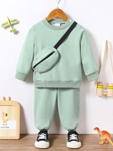 Clothing Sets 3Pcs Spring Autumn For Baby Boys Long Sleeve Tshirt Pants Zipper Crossbody Bag Infant born Outfits 231020