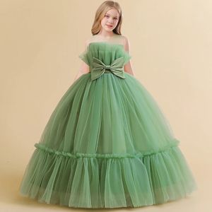 Flickans klänningar Formell A-Line Party Dress for Girls Children Costume Sleeveless Princess Dresses Girl Dress Elegant Lace Wedding Gown 231021