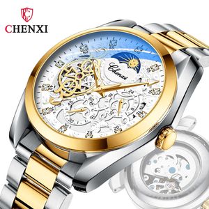 Chenxi 8811 Wysokiej jakości Zegarek Mężczyźni Mechaniczne automatyczne zegar Tourbillon Mężczyzna ze stali nierdzewnej Wodoodporne zegarki modowe
