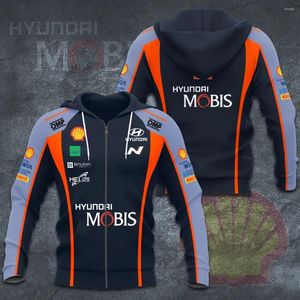 Herren-Kapuzenpullover und Damen-Sportbekleidung mit Reißverschlüssen, Aufdrucken vom WRC Rally Modern Mobis Team, Frühling und Herbst, Freizeitsport