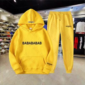 Novo Designer Tracksuit Mens Outono Inverno Mistura de Algodão Paris Impressão Moletom Com Capuz e Calças Outfits Homens Mulheres Sweatsuit Casais Sportswear Terno Plus Size 3XL