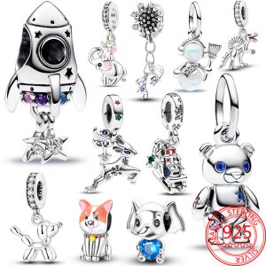 925 Sterling Silver Fit Pandora Charms Bransoletka Koraliki Charm Oryginalny żółw piesek Puppy Dangle