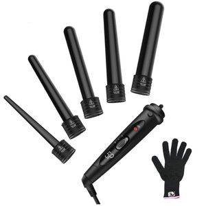 Curling Irons Professional 5 em 1 Curling Wand Set Intercambiável Styler Modelador de Cabelo Waver 3 Barrel Curling Iron 231021