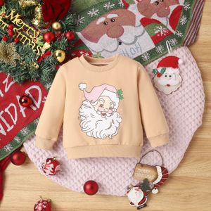 Pullover 0 24m Autumn and Winter Infant Baby Fashion Clothing Långärmad topp Santa Claus Color Print Cotton Kids Christmas 231021