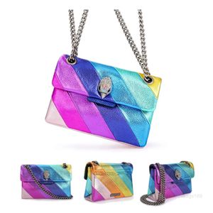 Lyxvarumärke Mini Kurt Geiger Handbag Rainbow Bag Luxury London Purse Designer Women Man Stripes Axel mode Koppling Tote Crossbody Sling Chain Flap Bags Hot5k