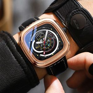 Chenxi Men Watches Fashion Square Dial Top Brand Quartz Wristwatch Leather Waterproof Sports Meriart Men's Watch
