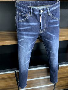 2023 9906 Coolguy Man Jeans Microelástico apresenta uma decoração de bordado com zíper de alta qualidade Tag de couro pequeno tag de couro