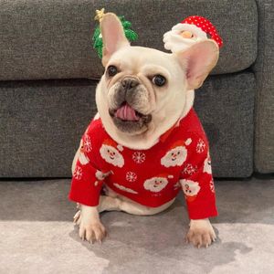 犬のアパレルクリスマス猫のセーター小犬用レッドサンタ服チワワヨーキーパピージャケットペット服ウブランカDla psa