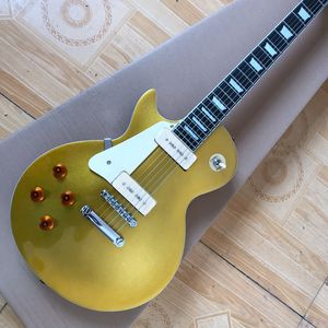 Yüksek kaliteli sol el 6 telli lp gitar elektro gitar, maun gövdesi, altın üst, ücretsiz gönderim