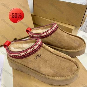 Tasman Chinelos de Pele de Castanha Slides de Pele de Carneiro Shearling Tazz New Mules Mulheres Homens Ultra Mini Bota Plataforma Slip-on Sapatos Camurça Conforto Superior Outono Inverno ugghk