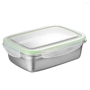 Dinnerware Stainless Steel Lunch Box Sealing Crisper Heat Insulation Container For Home Office (Green 350ML)