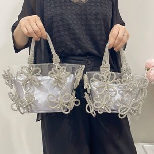23 New Arrival: "Bring" Diamond-Studded French Fairy Bag - Ultra-Glimmering Flower Bucket Bag & Basket Handbag PINK PEACH SLIVER
