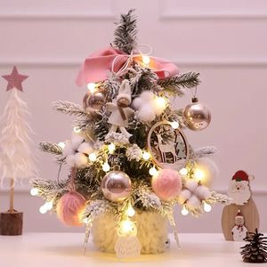 1 pezzo, mini albero di Natale rosa con illuminazione Decorazione da tavolo Decorazione per feste, Decorazione della stanza, Arredamento estetico della stanza, Decorazioni natalizie,