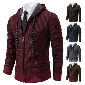 Мужские свитера трендовые осенью и зимой плюс бархатный стеганый вязаный кардиган-свитер-пальто 231021