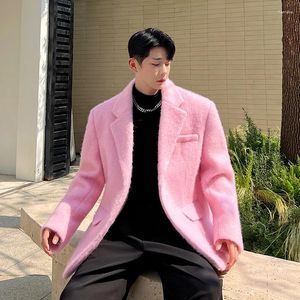 Abiti da uomo Autunno Inverno Abito di lana Cappotto Uomo Donna Coreano Streetwear Moda Allentato Casual Vintage Addensare Giacca di lana Blazer per