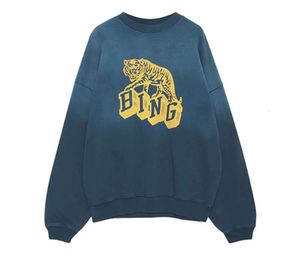 Plus Size Hoodies Sweatshirts Fleece Designer Sweatshirts Klassischer Tiger-Print Washed Gradient Sweater Lose Rundhals-Pullover Hoodies