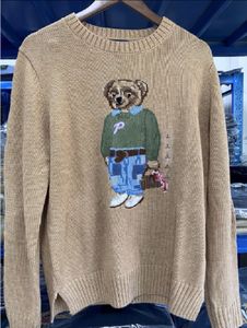 24S NY POLOS T-shirt Little Bear broderad bomullsblandad stickad kvinnors runda nacke tröjor mångsidig mode topp s-xl