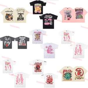 Erkek Tişörtler Hellstar Pamuk T-Shirt Moda Siyah Erkek Kadın Tasarımcı Kıyafetleri Çizgi Film Punk Rock Üstler Yaz Yüksek Sokak Retro Kadın T-Shirt Cehennem Star Gri