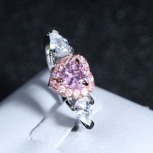 Schöne heiße süße rosa Liebes-Herz-Designer-Bandringe für Frauen und Mädchen, eleganter Charm-Ring, Schmuck, Geburtstagsgeschenk