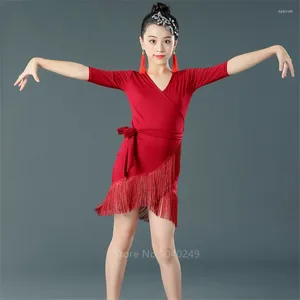 Stage Wear Children Latin Dance DressTassel Dancing Baby Girl Fringed Tango Salsa Ballroom Kids Costume Competition Robe Dresses Women