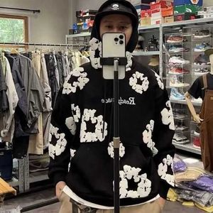 Men's Autumn Hoodies Pants Readymade Foam Flower Co Branded Denim Tears Women Puff Print Distressed Pullover Hooded Embroidery White Kapok Tidal Sweatshirts UZV3