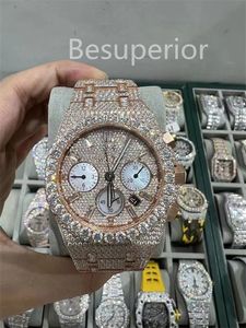 Lüks Moissanite Diamond Watch Buzlu Out Watch Designer Mens Erkekler İçin İzle Yüksek kaliteli montre otomatik hareket saatleri orologio. Montre de Luxe I72