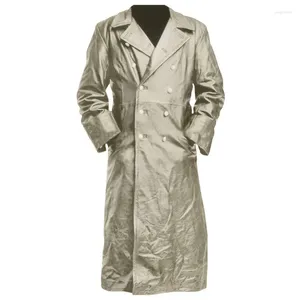 Trench da uomo Cappotti lunghi in pelle argento oro Giacche da uomo Costumi di scena Borgogna Performance Abbigliamento vintage in stile medievale