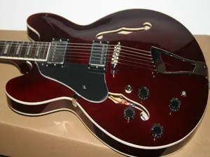 Melhor alta qualidade mais novo preto vermelho mão esquerda jazz guitarra elétrica