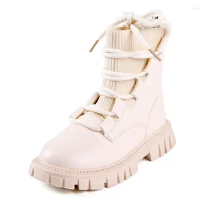 Bot moda yürümeye başlayan çocuk küçük büyük çocuklar orta yüzyıl platform kızlar kısa savaş çapraz bağlı çocuk ayakkabıları fermuar yüksek üst ayakkabı