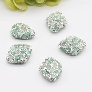 Perlen Sonstiges 4 Stück/Los 33 x 25 mm hochwertiger hellgrüner Larimar-Diamant mit Kristallzirkon besetzt Sonstiges