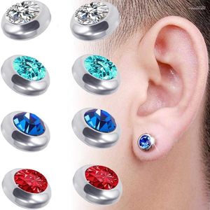 Sırtlar Küpe Yuvarlak Güzel Daire Delici Olmayan 2pc Güçlü Mıknatıs Rhinestone Manyetik Erkekler Kadın Kızlar Kulak Klipsi Yaklaşık 8mm Küpe