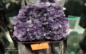 1st 1 lb Natural Purple Amethyst Quartz Crystal Cluster Geode Druzy Home Decoration Gemstone Exempel Wooden Box5958000