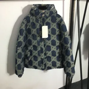 G251 Kadınlar Down Parkas Muhteşem Ceket Sıcak Unisex Üstler Kadınlar Sıcak Jacquard Stand Yakası Denim Ceket Kış