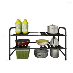 Kitchen Storage Expandable Cabinet Shelf Organizer Rack With 8 Removable Panels For Bathroom Simple Trending 2-Tier Under Sink