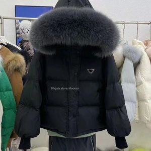 Projektantka damska kurtka pucha prxx parkas marka moda luźna gęstwa krótki lis duży futrzany kołnierz biały kaczka w dół odzieży wierzchołek Outdoor z kapturem kurtka z kapturem