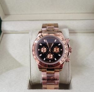 Z oryginalnym pudełkiem wysokiej jakości zegarek 40 mm 116503 116509 116523 Sapphire Rose Gold No Chronograph Mechaniczne automatyczne zegarki męskie