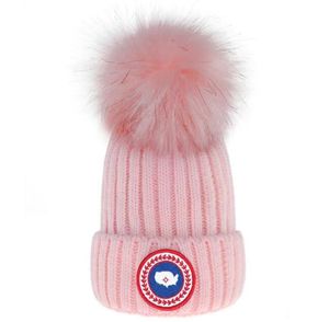 Designer de luxo inverno boné de malha marca canadá beanie chapéu de lã homens mulheres grossas malha grossa quente faux fur pom gorros chapéus feminino bonnet a3