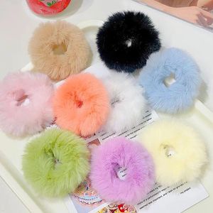 ヘアアクセサリー女性のためのカラフルなふわふわバンドPonytail Holder Tie Plush Scrunchieラバーファッション