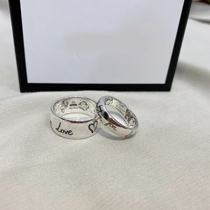 Fedi nuziali Anello in argento sterling 925 per uomo Festa di lusso Incontri Coppia Testa di teschio Anelli di AMORE per le donne Gioielli di moda Regalo di compleanno 231021