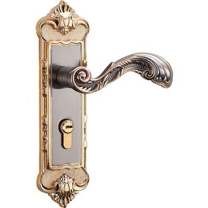 Dörrlås Europeiska vintage Keyed Door Spake Set Curved Handle Set med Keyed Deadbolt Lock Security Mortise Dörrlås Aluminiumlegering 231021