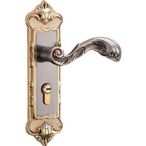 Serrature per porte Set di leve per porte con chiave vintage europeo Set di maniglie curve con serratura con catenaccio di sicurezza Serratura per porta da infilare in lega di alluminio 231021