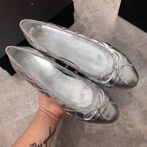 Slingback klackar designer klackar balettlägenheter skor paris rund tå varumärke quiltad svart äkta läder ballerina damklänning skor kanal designer lyx loafers