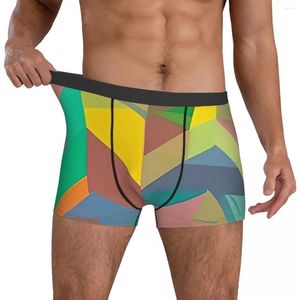 Underbyxor färgblock tryck underkläder geometriska män shorts trosor bekväma boxare design överdimensionerade trosor