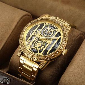 Limited Edition Gold Tourbillon Hollow Out Automatic Calendar Men's Waterproof Luminous Fashion Watch Relogio Masculino