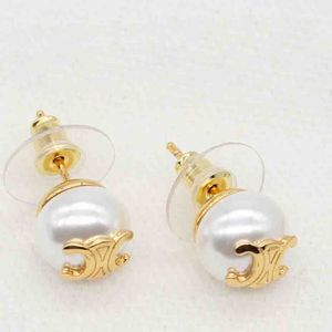 2023 Luxury quality charm stud earring with white nature shell beads in 18k gold plated have stamp PS4727A