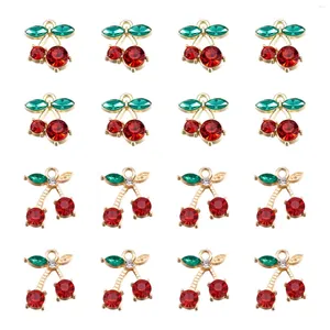 Pendant Necklaces 40pcs/Box Cherry Shape Alloy Glass Rhinestone Pendants Earrings Necklace Shining Charms For DIY Jewelry Handmade