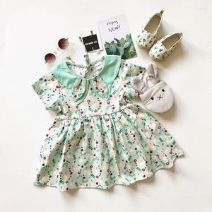 Vestidos de menina Tonytaobaby Vestido de verão bebê fofo gola verde algodão puro meninas