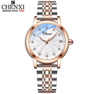 Новые женские автоматические механические часы CHENXI, лучший бренд, наручные часы, водонепроницаемые женские кожаные деловые часы Reloj De Mujer