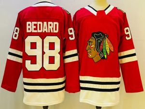 Gorąca wyprzedaż hurtowa kroplowanie niestandardowe koszulki hokejowe Conner Bedard 98 Red White Color Sched Men Men Jersey